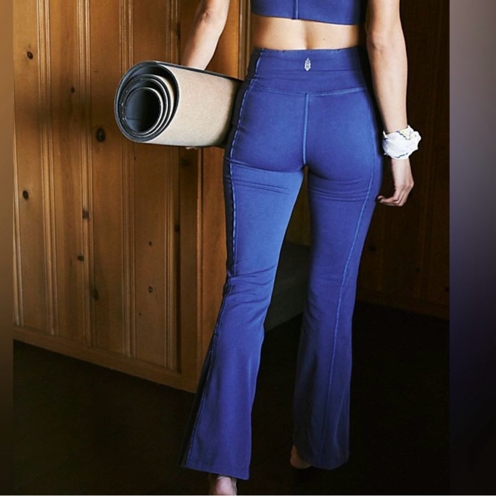 Free People Movement Tag Team Blue Yoga Wide Leg Leggings High Rise Size Large - Picture 7 of 12